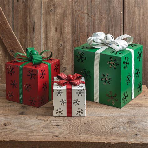 metallic gift boxes|metal christmas present boxes.